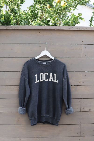 LOCAL  Mineral Washed Graphic Sweatshirt: VINTAGE BLACK / L