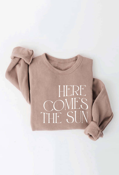 HERE COMES THE SUN Graphic Sweatshirt: MAUVE / XL