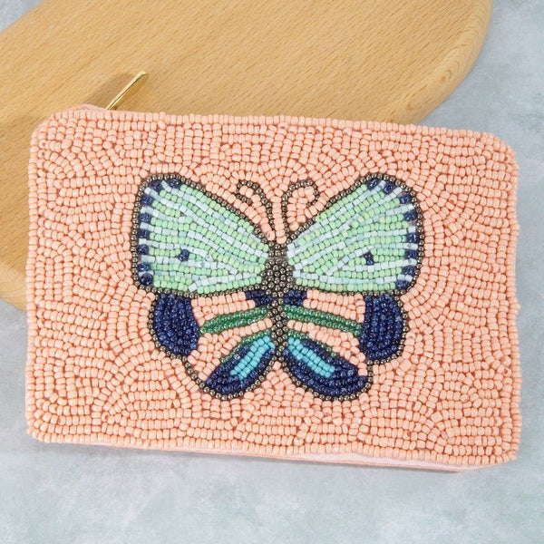 Butterfly Beaded Coin Purse: MULTI