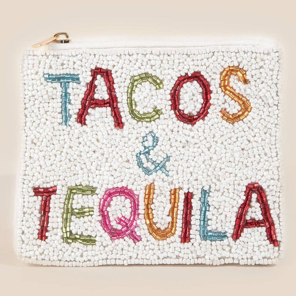 Tacos And Tequila Beaded Coin Purse: MULTI