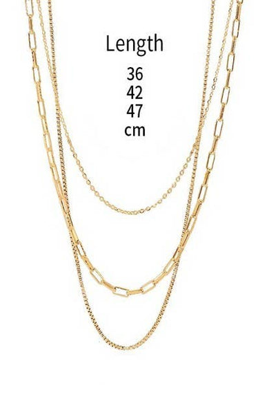 18K STAINLESS STEEL TARNISH FREE LAYERED NECKLACE | 40NK346: GOLD