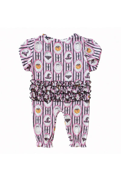 Halloween Glow-in-the Dark Ruffle Zipper Bamboo Footie | Galloween: 6-9 months