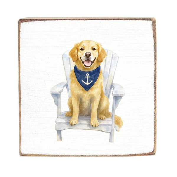 Coastal Dog Block Sign | Wooden Decor | Dog Decor