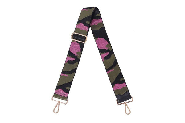 Camouflage Printed Guitar Style Handbag Strap: Fuchsia
