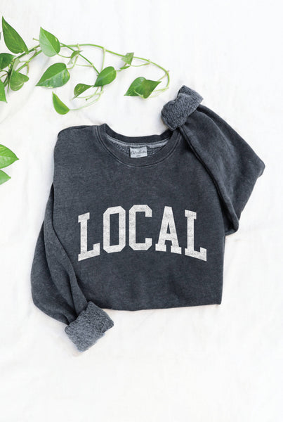 LOCAL  Mineral Washed Graphic Sweatshirt: VINTAGE BLACK / L