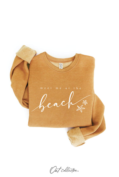 MEET ME AT THE BEACH Graphic Sweatshirt: LIGHT BLUE / XL
