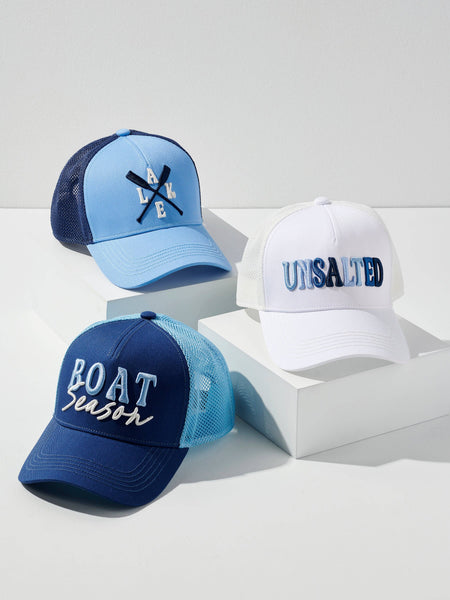 "UNSALTED" TRUCKER HAT, WHITE