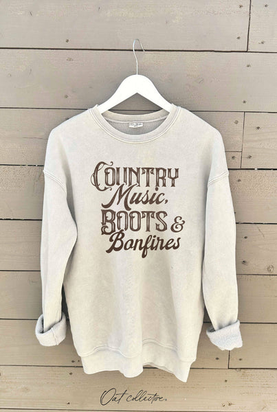 COUNTRY MUSIC, BOOTS Mineral Graphic Sweatshirt: WHITE DOVE / XL