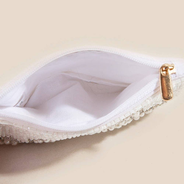 Bride And Ring Themed Seed Beaded Coin Purse: MULTI