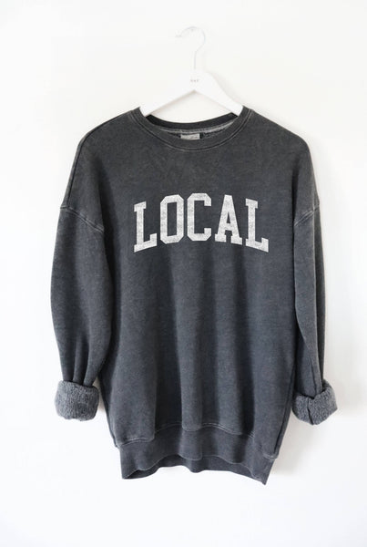 LOCAL  Mineral Washed Graphic Sweatshirt: VINTAGE BLACK / S