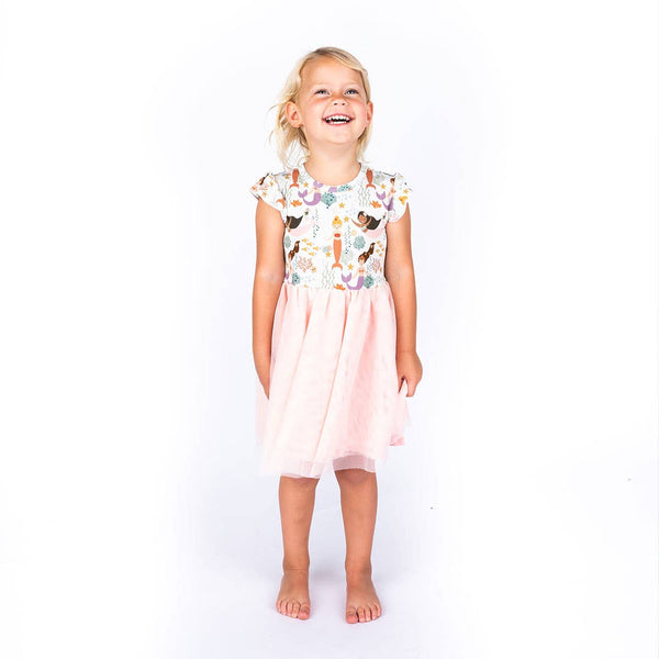 Making Waves Mermaids Girl Tulle Dress Bamboo Kids Clothing: 2/3T