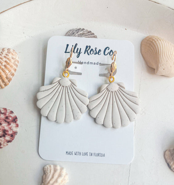 Sand color Shell Earrings: 3 Tier