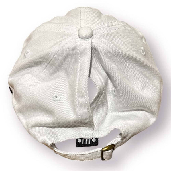 Hat - Jeep Chino Twill Ponytail with Chenille Duck Patch: White