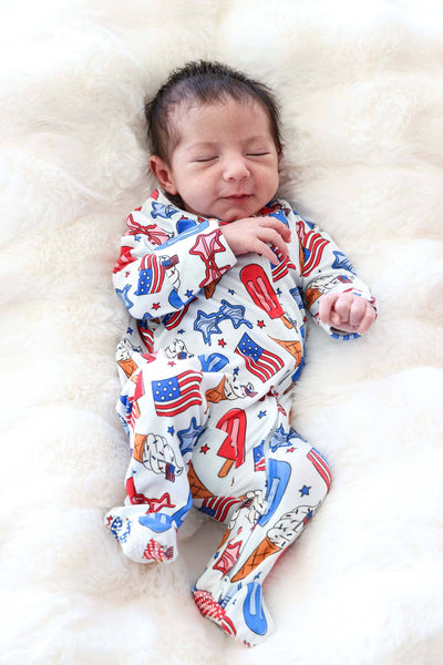 Zipper Footie | Red, White & Cool: 0-3 months
