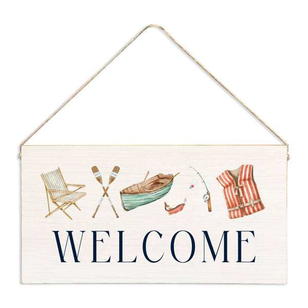 Lake Icons Welcome Twine Sign | Lake Decor | Door Sign