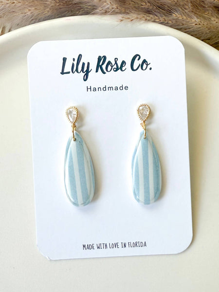 Blue Striped Earrings/ Clay earrings / Women’s Earrings