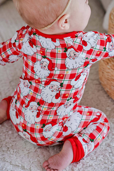 Christmas Bamboo Convertible Zipper Romper | Cozy Claus: 12-18 Months