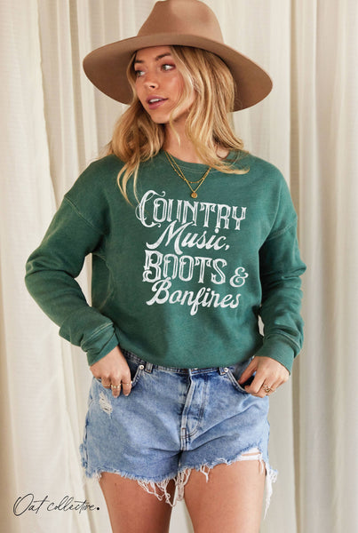 COUNTRY MUSIC, BOOTS Mineral Graphic Sweatshirt: WHITE DOVE / S