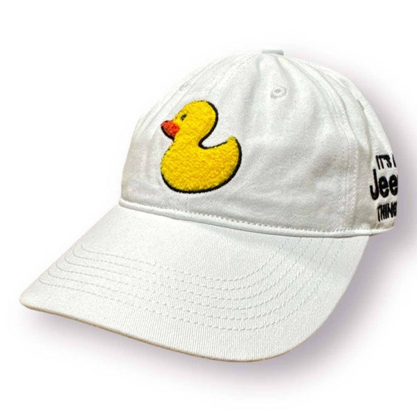 Hat - Jeep Chino Twill Ponytail with Chenille Duck Patch: White