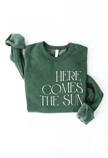 HERE COMES THE SUN Graphic Sweatshirt: MAUVE / S