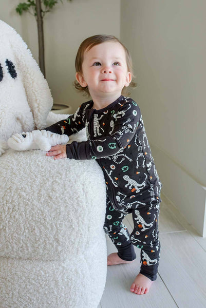 Halloween Glow-in-the-Dark Convertible Bamboo Zip Romper | Eye Want Candy: 12-18 months
