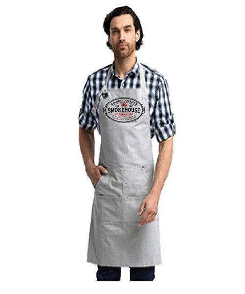 Chef Apron, Funny Apron for Men, Cooking Gifts for Men, with Pockets,Grilling, Baking, BBQ, Cooking Apron: Black / Grumpy Gramps Smokehouse Logo