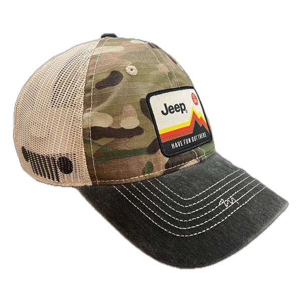 Hat - Jeep Have Fun Out There Patch Garment Washed Trucker: Navy