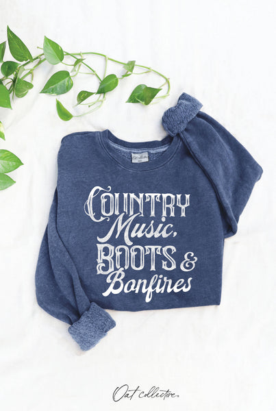 COUNTRY MUSIC, BOOTS Mineral Graphic Sweatshirt: WHITE DOVE / L