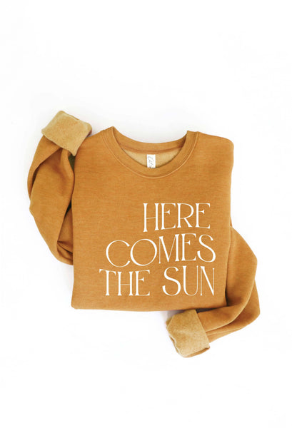 HERE COMES THE SUN Graphic Sweatshirt: MAUVE / L