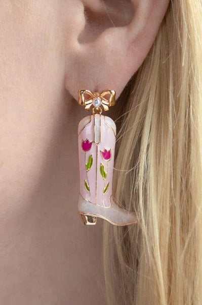 Western Floral Cowboy Boot Earrings | 40E509: BOOT