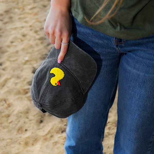 Hat - Jeep Chino Twill Ponytail with Chenille Duck Patch: White