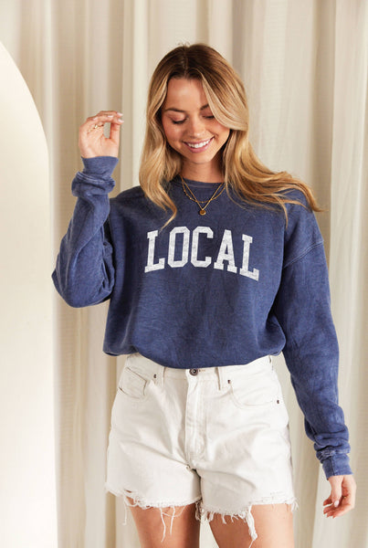 LOCAL  Mineral Washed Graphic Sweatshirt: VINTAGE BLACK / M