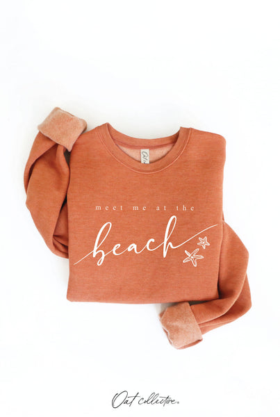 MEET ME AT THE BEACH Graphic Sweatshirt: LIGHT BLUE / M