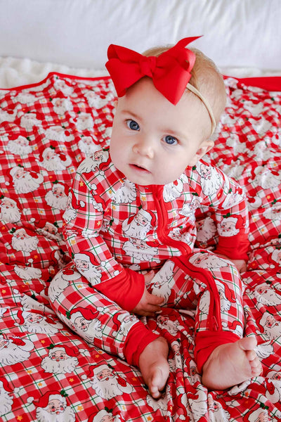 Christmas Bamboo Convertible Zipper Romper | Cozy Claus: 0-3 Months