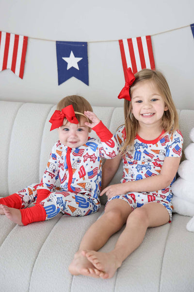 Two Piece Short Pajama Set | Red, White & Cool: 18-24 months
