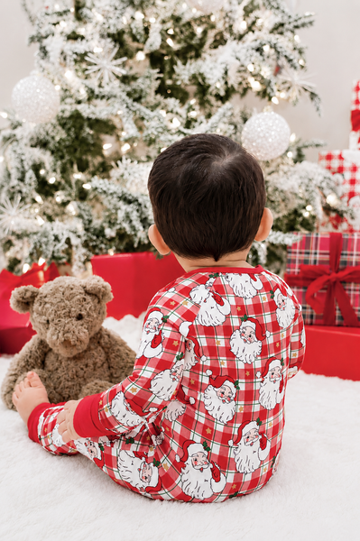Christmas Bamboo Convertible Zipper Romper | Cozy Claus: 0-3 Months
