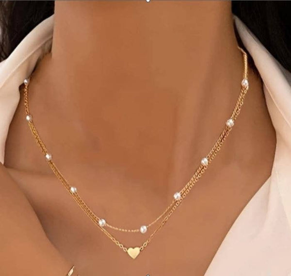18K STAINLESS STEEL TARNISH FREE LAYERED NECKLACE | 40NK9436: Gold