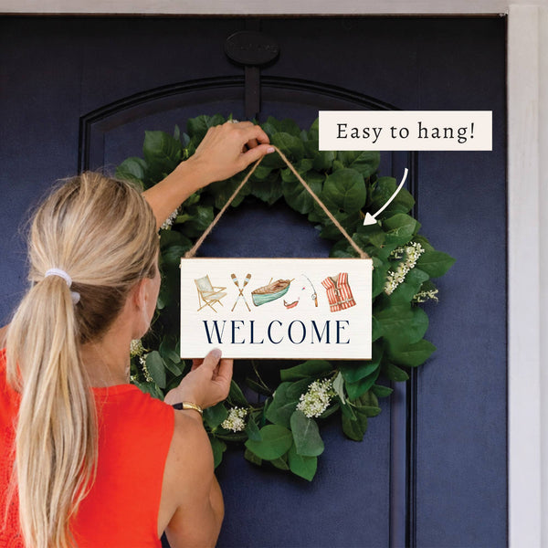 Lake Icons Welcome Twine Sign | Lake Decor | Door Sign