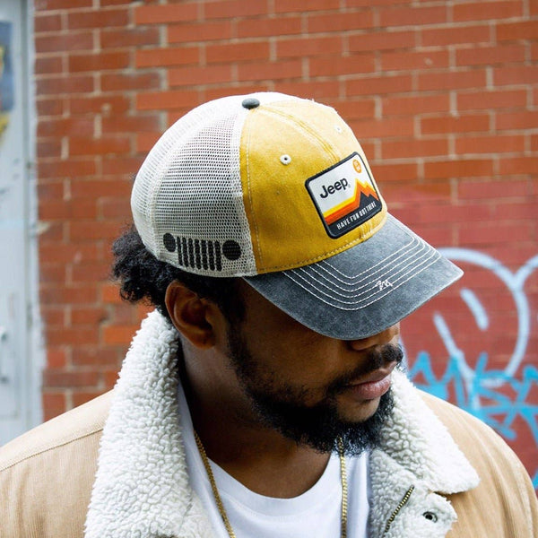 Hat - Jeep Have Fun Out There Patch Garment Washed Trucker: Navy