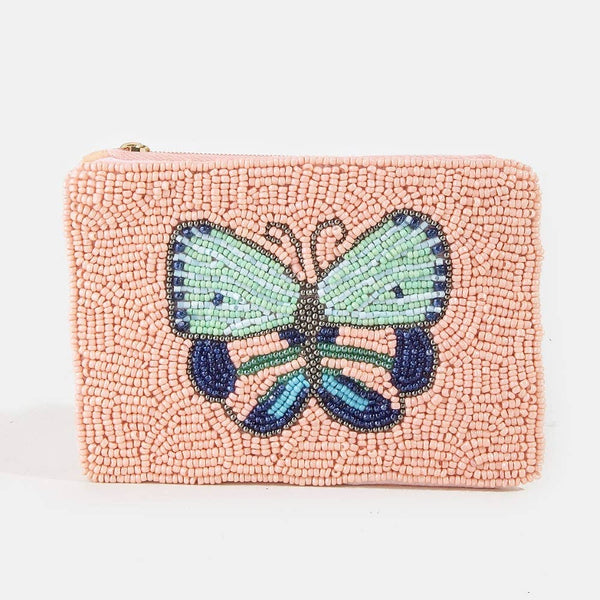 Butterfly Beaded Coin Purse: MULTI