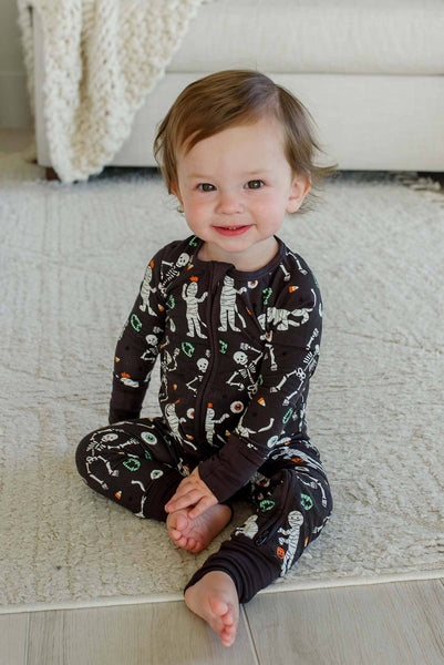 Halloween Glow-in-the-Dark Convertible Bamboo Zip Romper | Eye Want Candy: 12-18 months