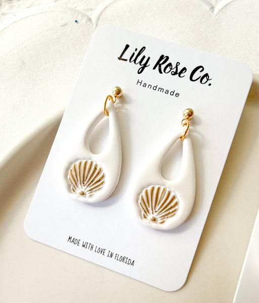 White Beach styles / women earrings / Coastal : Two tier