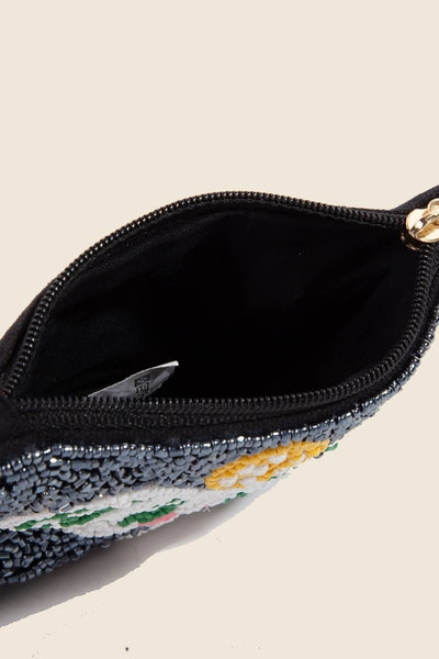 Pickle Ball Seed Beaded Coin Purse: MULTI