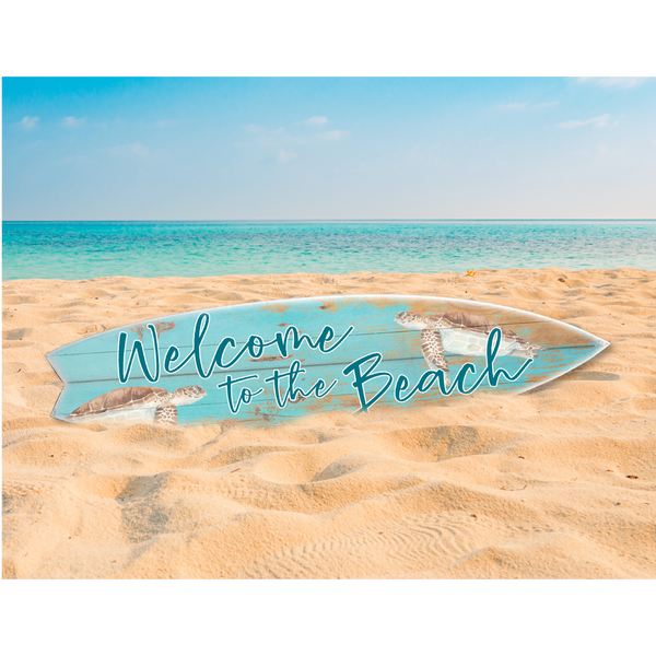SURF BOARD WALL ACCENT WELCOME BEACH WITH SEA TURTLES