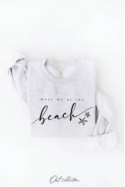 MEET ME AT THE BEACH Graphic Sweatshirt: LIGHT BLUE / M