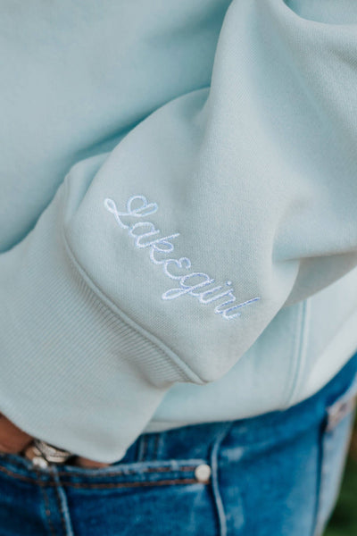 Sanded Fleece Boyfriend Crew Neck Sweatshirt in Surf: S