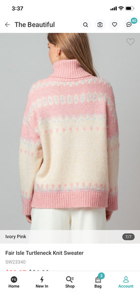Fair Isle Turtleneck Knit Sweater
