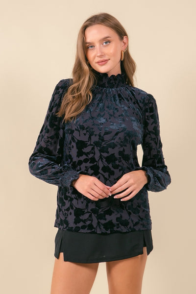 Smocked Velvet top