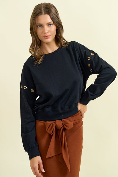 Grommet Shoulder Sweatshirt