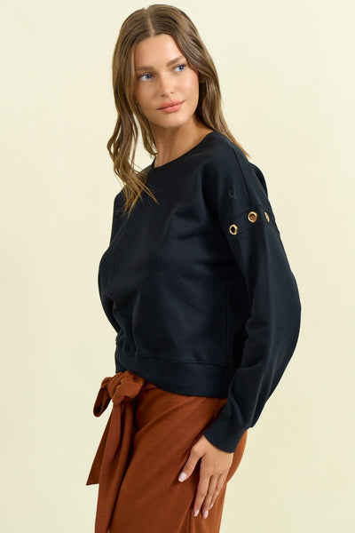 Grommet Shoulder Sweatshirt